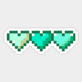 Teal Row of Hearts Pixel Art Sticker